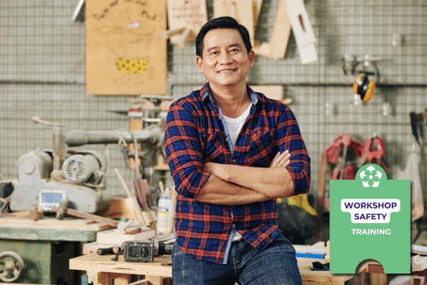 man at woodworking class