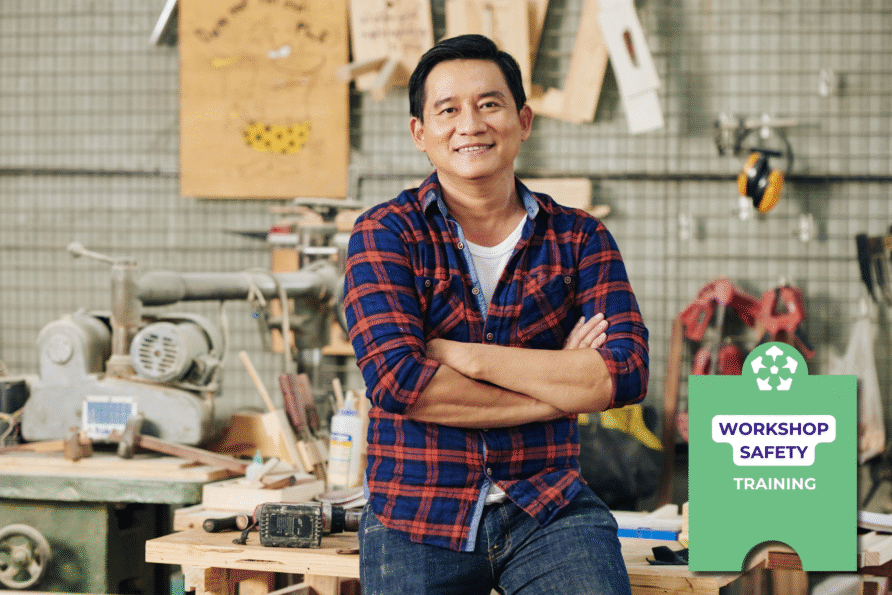 man at woodworking class